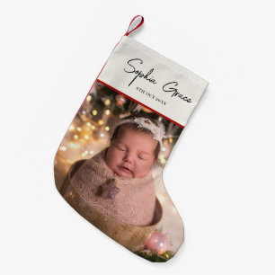 Baby Girl Name & Photo Small Christmas Stocking