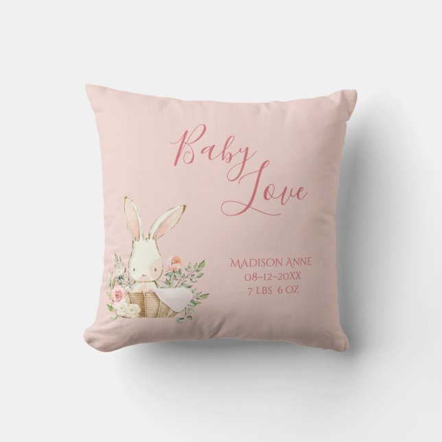 Baby Girl Name Script Baby Love Keepsake Cushion (Front)