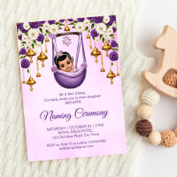 Baby Girl Naming Namkaran Cradle Ceremony purple