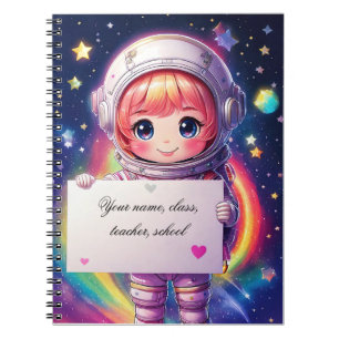 Baby girl notebook - Space travel - put your name