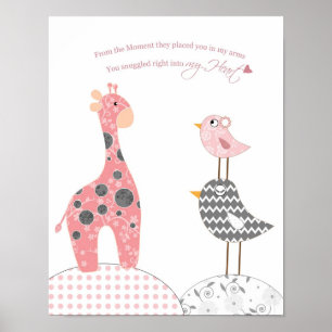 Baby girl nursery art (snuggled into my heart) poster