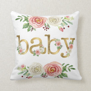 Baby Girl Nursery Love n Rose Floral Foliage Cushion