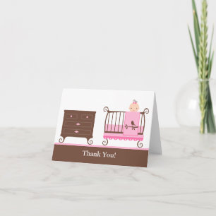 Baby Girl Nursery Thank You Card