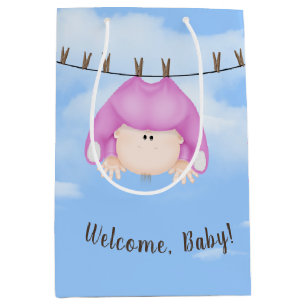 Baby Girl on Clothesline Medium Gift Bag