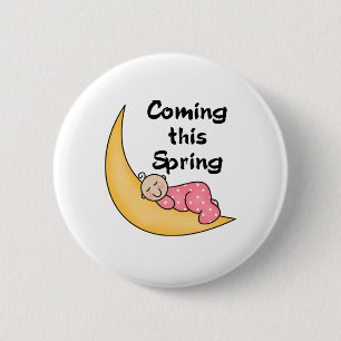 Baby Girl on Moon Spring 6 Cm Round Badge