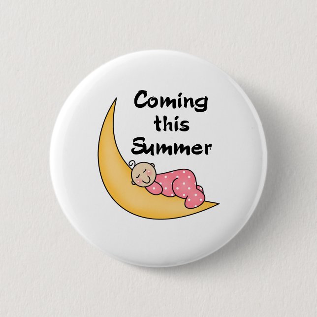 Baby Girl on Moon Summer 6 Cm Round Badge (Front)