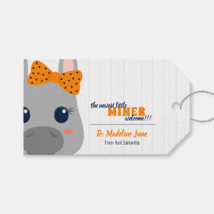 Baby Girl Orange Donkey Gift Tags
