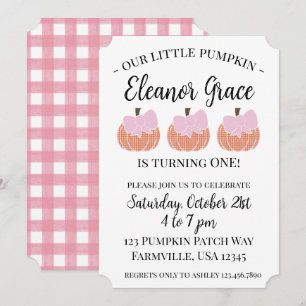 Baby Girl Our Little Pumpkin First Birthday Invitation