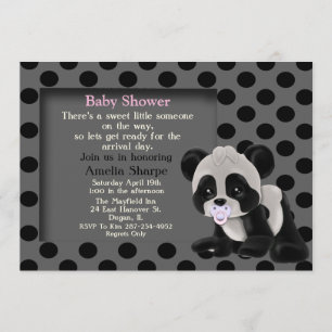 Baby Girl Panda Bear Baby Shower Invitation