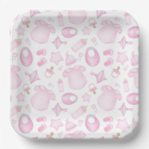 Baby Girl Paper Plates, Newborn Baby Shower Plate