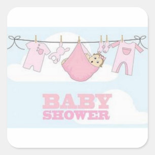 BABY GIRL PARTY ITEMS DECOR SQUARE STICKER