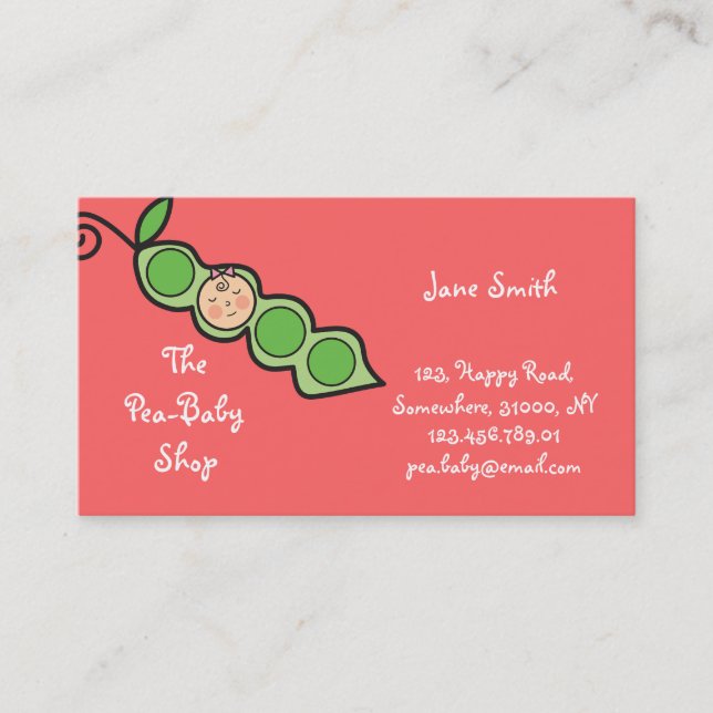 Baby Girl Pea in a Pod Fun Cartoon Profile Card (Front)