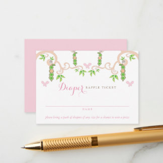 Baby Girl Pea In A Pod Garden Diaper Raffle Ticket Enclosure Card