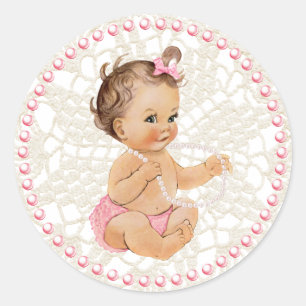 Baby Girl. Pearls and Lace Sticker