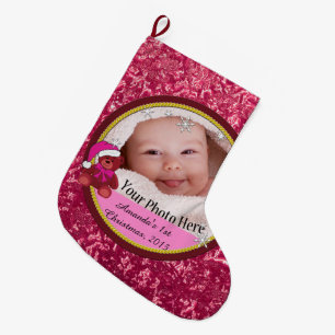 Baby Girl Personalised Large Christmas Stocking