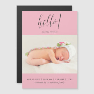 Baby Girl Photo Birth Magnetic Invitation
