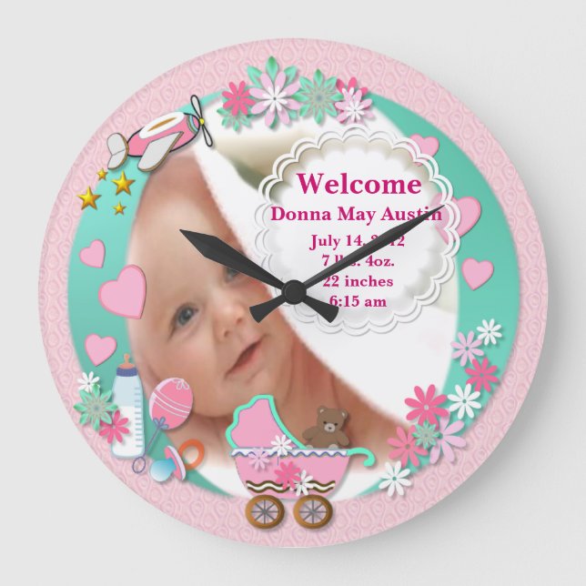 Baby Girl Photo Clock # 2 (Front)