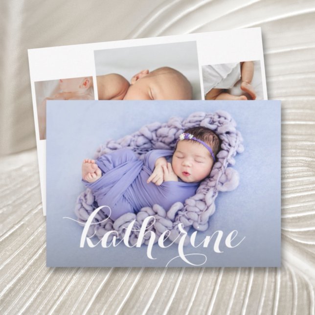 Baby Girl Photo Collage Birth Announcements (Creator Uploaded)