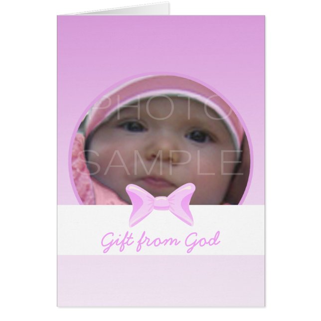 Baby girl Photo Gift from God Pink bow Bible verse (Front)