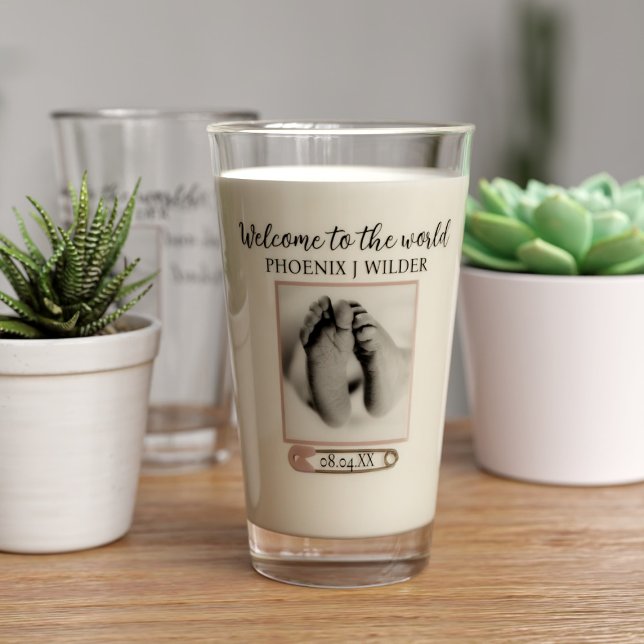 Baby Girl Photo Keepsake Glass (Welcome to the world little one. Just add your name and upload a photo to this lovely keepsake glass)