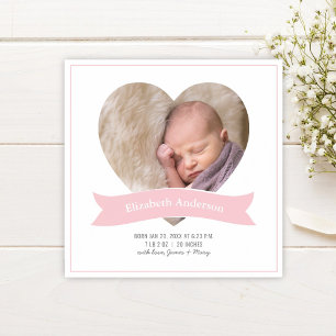 Baby Girl Photo Minimalist Birth Announcement