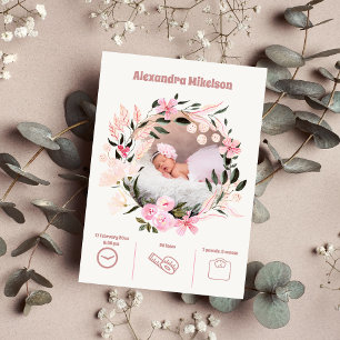 Baby Girl Photo Modern Birth Announcement