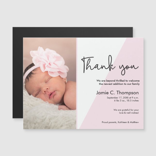Baby Girl Photo Pink Birth announcement welcome (Front/Back)