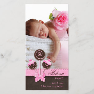 Baby Girl Photocard Announcement Cake Pops Pink