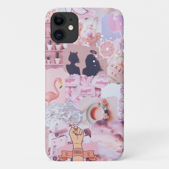 Baby Girl Pink Aesthetic Girl Power Collage Case-Mate iPhone Case (Back)