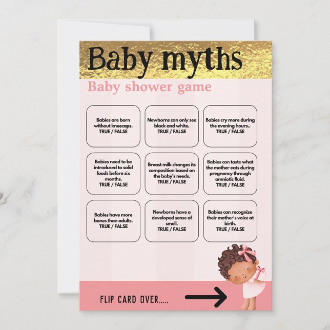Baby Girl Pink and Gold Babyshower Game (Front)
