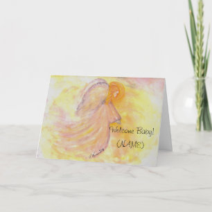 Baby Girl Pink Angel painting Announcement