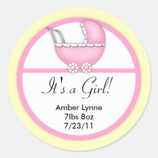 Baby Girl Pink Baby Stroller Customisable Stickers