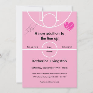 Baby Girl Pink Basketball Baby Shower Invitation