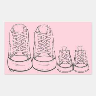 Baby Girl Pink Big Little Sneakers New Arrival Rectangular Sticker