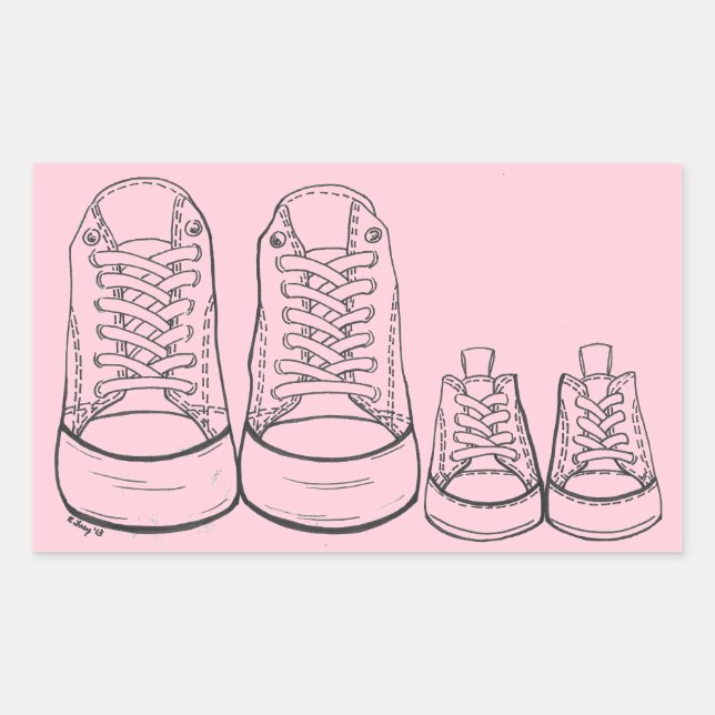 Baby Girl Pink Big Little Sneakers New Arrival Rectangular Sticker (Front)
