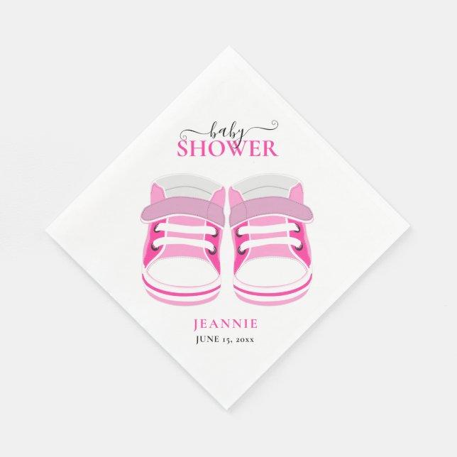 BABY GIRL PINK BOOTIES  BABY SHOWER Napkins (Corner)