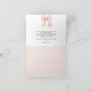 Baby Girl Pink Bow Baby Shower Thank You Card