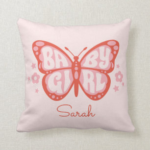 Baby Girl Pink Butterfly Baby Shower Baby  Cushion