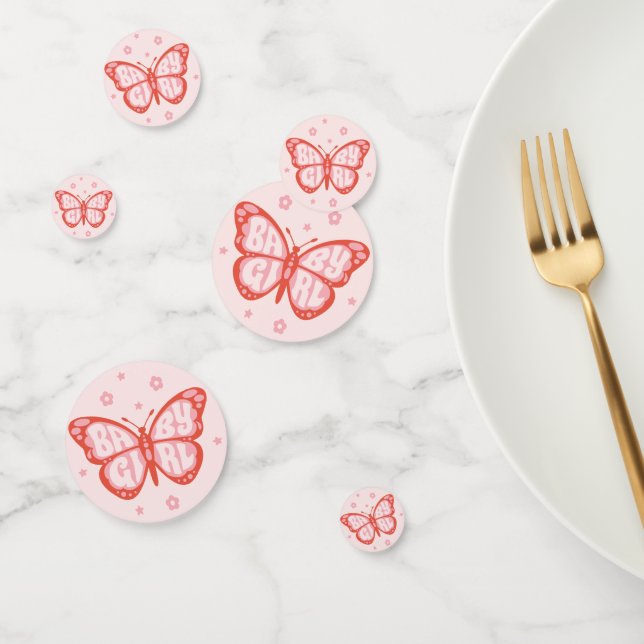 Baby Girl Pink Butterfly Baby Shower  Confetti (Group)