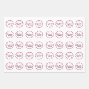 Baby girl pink christening paper with flower petal