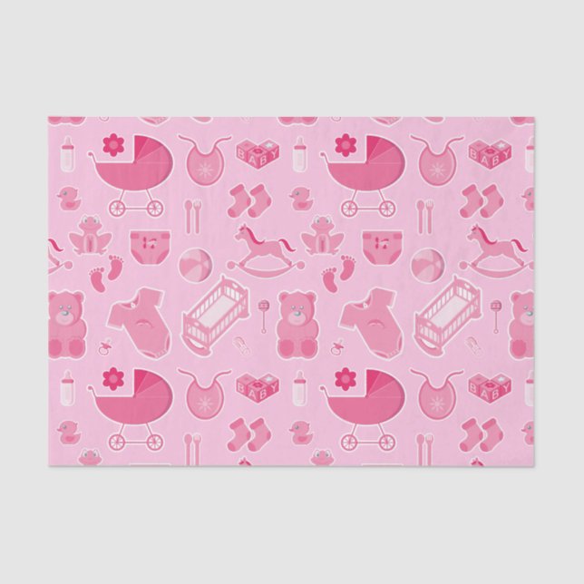 Baby Girl Pink Collage Tissue Paper (Front)