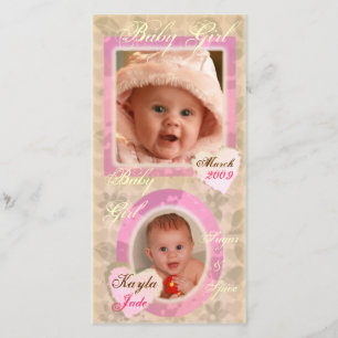 Baby Girl Pink & Cream Vintage Photo Card