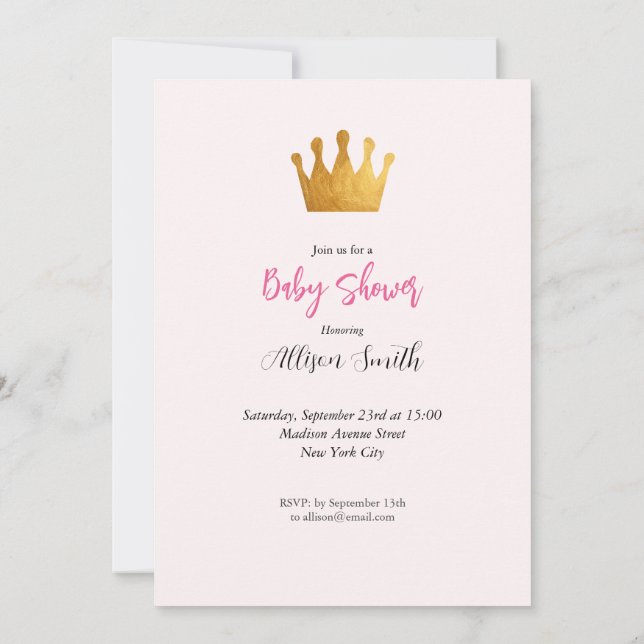 Baby Girl Pink Fairy Castle Princess Baby Shower Invitation (Back)