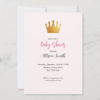 Baby Girl Pink Fairy Castle Princess Baby Shower Invitation
