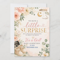 Baby Girl Pink Floral Boho Pregnancy Annoucement