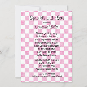 Baby Girl Pink Gingham Sprinkle Shower Invitation