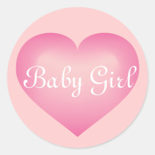 Baby Girl Pink Heart Classic Round Sticker