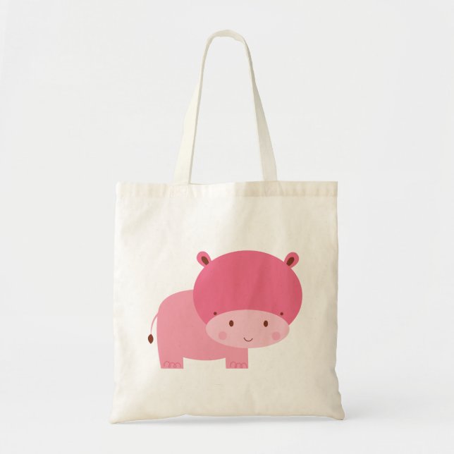 Baby Girl Pink Hippo Tote Bag (Front)