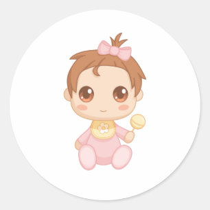 Baby Girl Pink Jumpsuit Classic Round Sticker