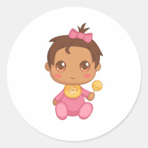 Baby Girl Pink Jumpsuit Classic Round Sticker